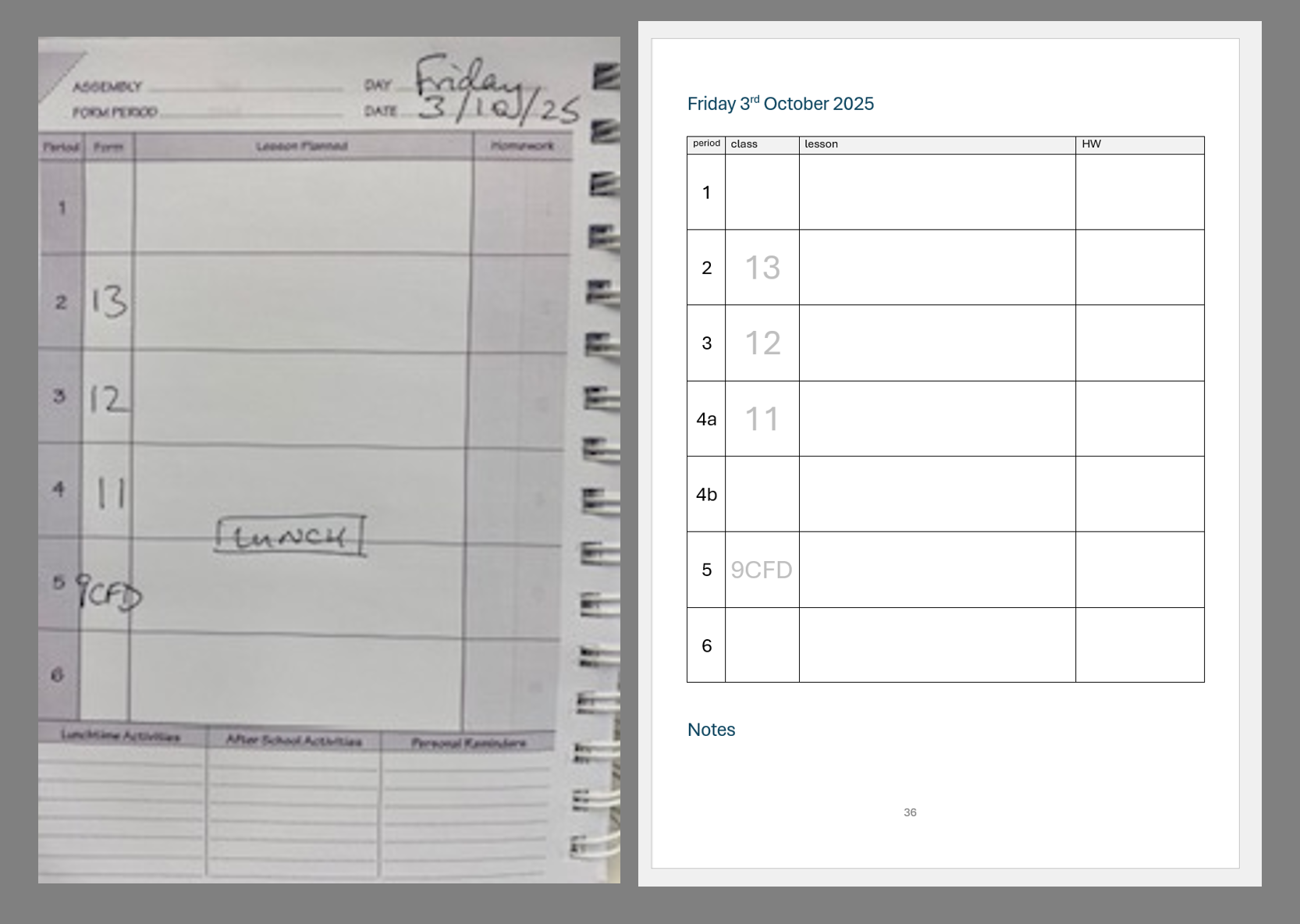 Bespoke Teacher Planner